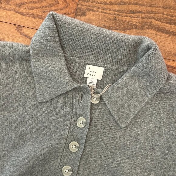 NWT A New Day Short Puff Sleeve Collared Sweater Size Large Cashmere Feel NEW - Picture 9 of 13